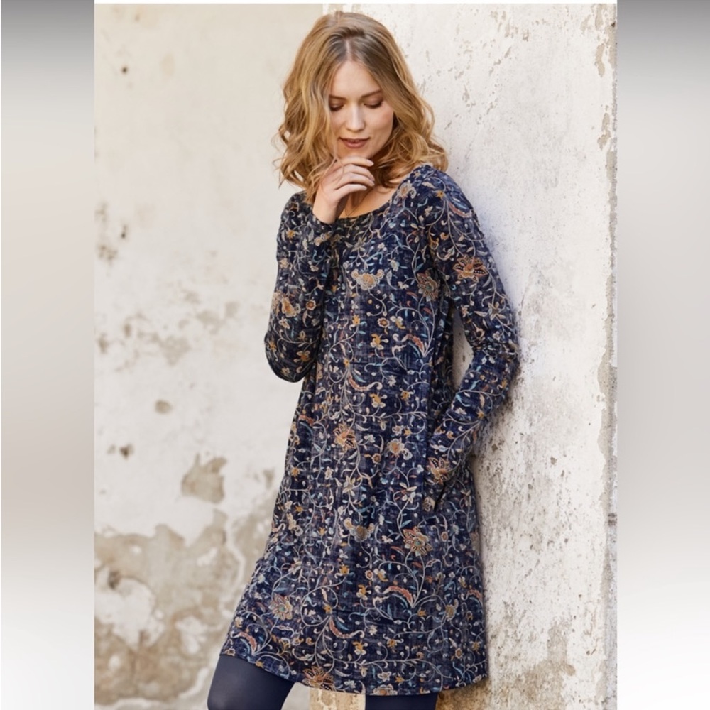 Peruvian Connection Navy Floral Midi Dress